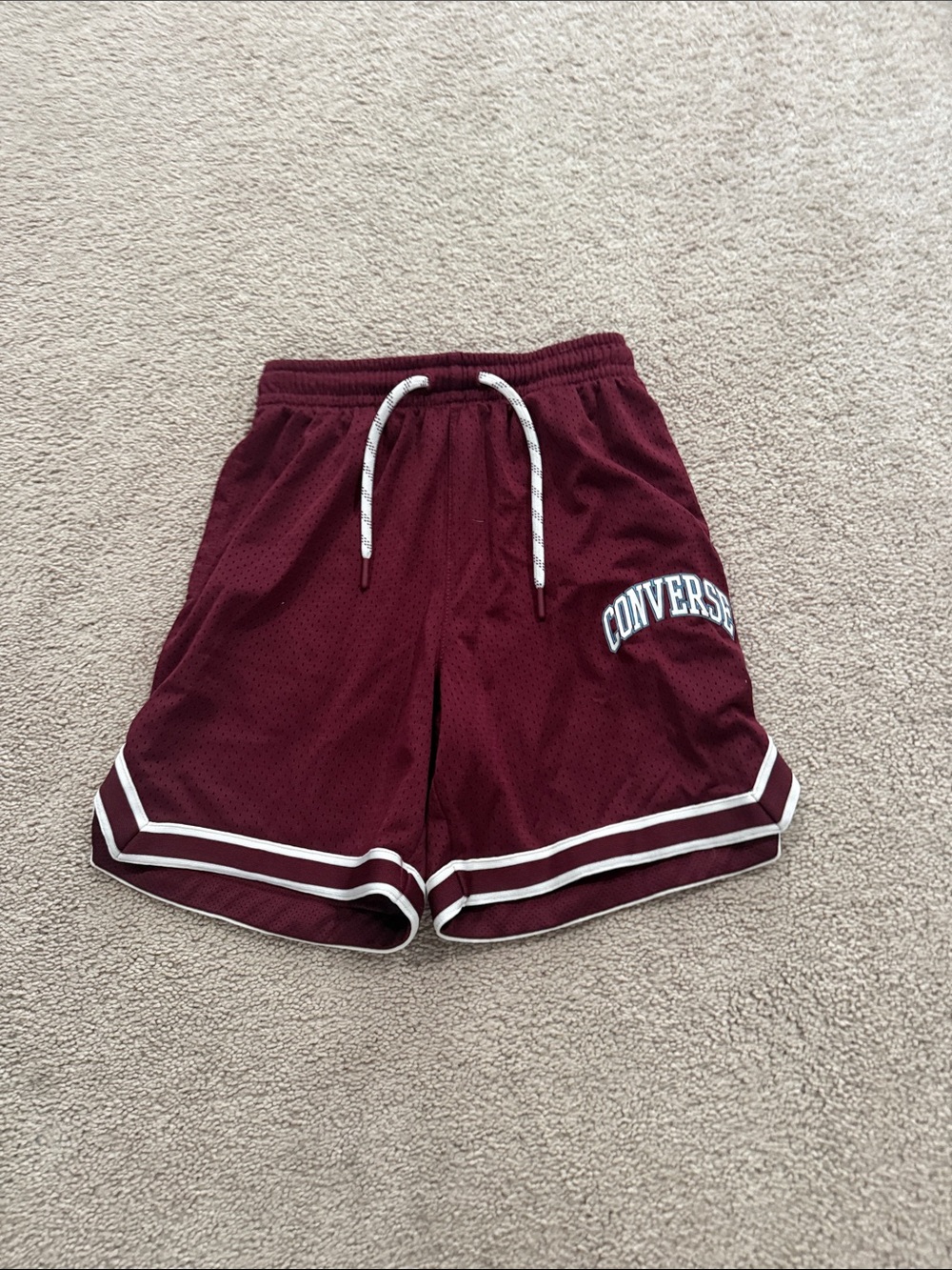 Converse Maroon Athletic Mesh Shorts with White Trim